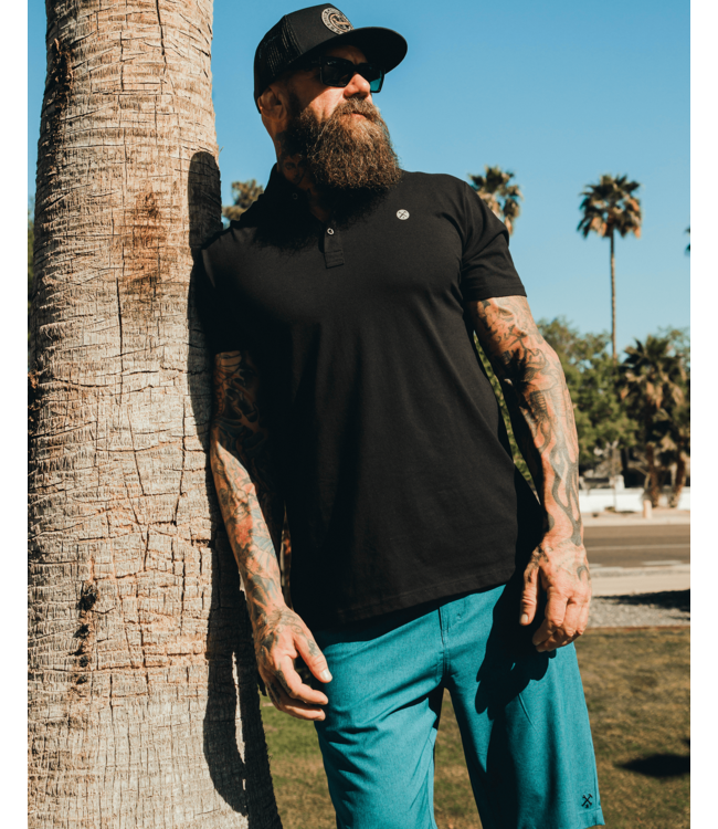 DIXXON MENS ATHLETIC PREMIUM POLO BLACK