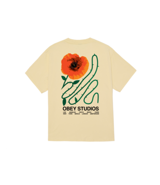 OBEY OBEY MENS MOVES OF LIFE SHORT SLEEVE TEE PALE YELLOW