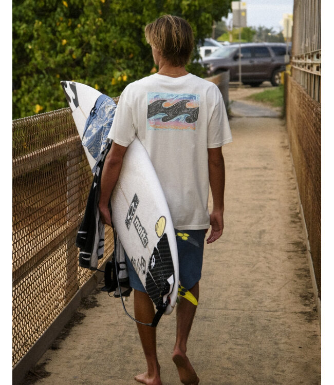 BILLABONG MENS CRAYON WAVE PREMIUM LS TEE (OFW) OFF WHITE