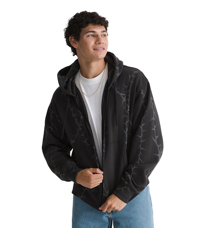 VANS MENS PRICKLER PATCH FULL ZIP HOODIE BLACK
