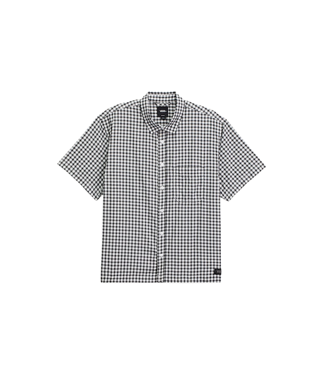 VANS MENS LARKSPUR MINI PLAID SHORT SLEEVE SHIRT WHITE/BLACK