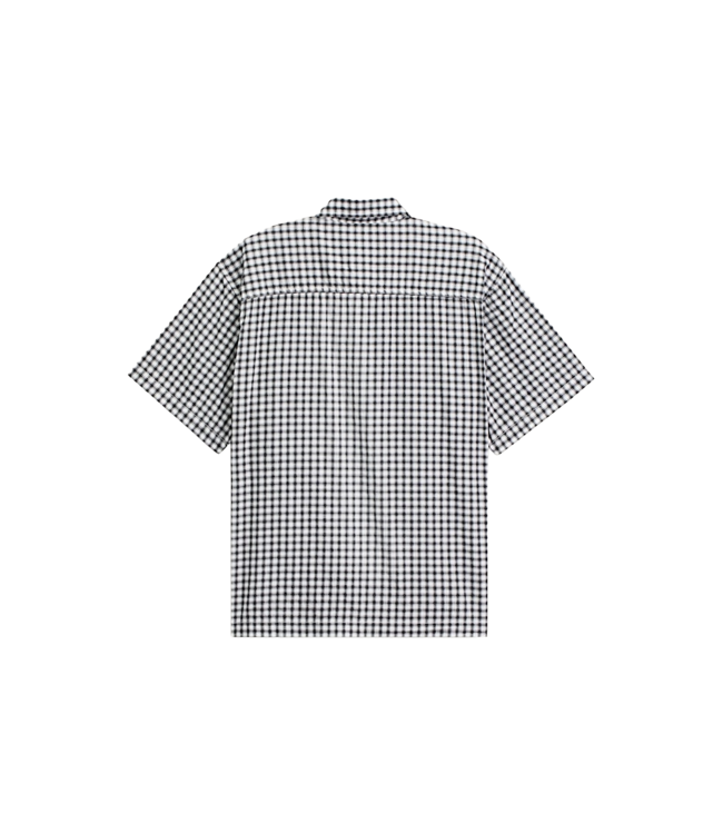 VANS MENS LARKSPUR MINI PLAID SHORT SLEEVE SHIRT WHITE/BLACK