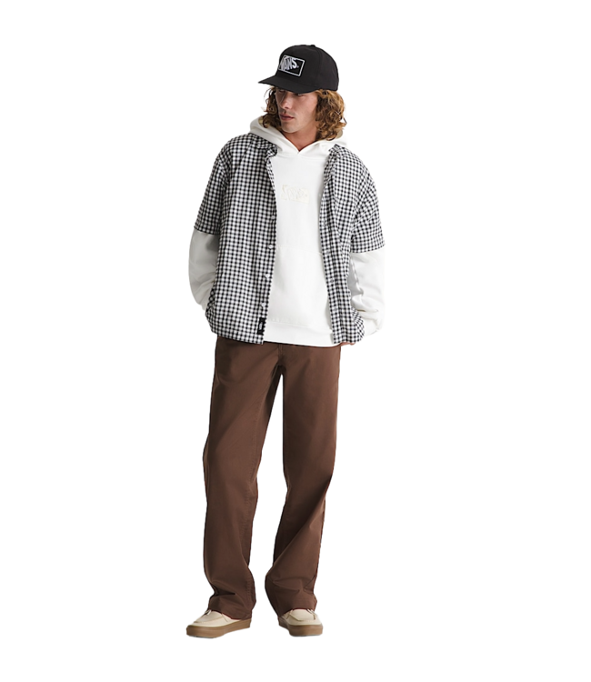 VANS MENS LARKSPUR MINI PLAID SHORT SLEEVE SHIRT WHITE/BLACK