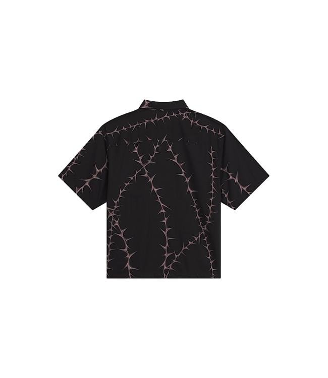 VANS MENS VAN DOREN PRINTED CAMP SHORT SLEEVE SHIRT BLACK