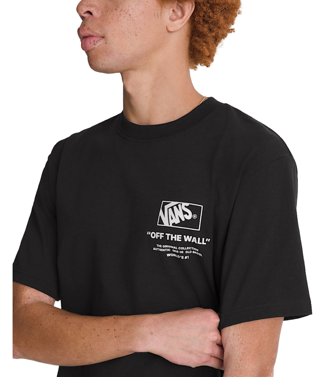 VANS MENS STACKED HI SHORT SLEEVE TEE BLACK/WHITE