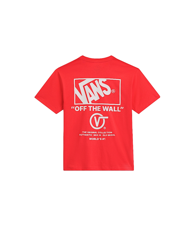 VANS MENS STACKED HI SHORT SLEEVE TEE CRIMSON HAZE