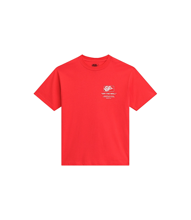 VANS MENS STACKED HI SHORT SLEEVE TEE CRIMSON HAZE