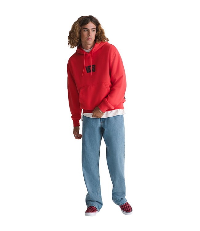 VANS MENS STRETCH LOGO PULLOVER HOODIE CRIMSON HAZE