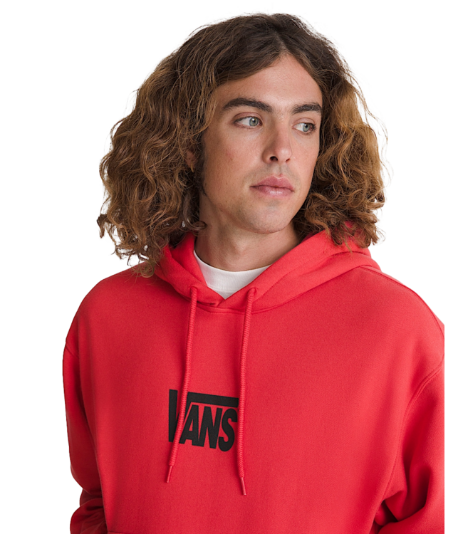 VANS MENS STRETCH LOGO PULLOVER HOODIE CRIMSON HAZE
