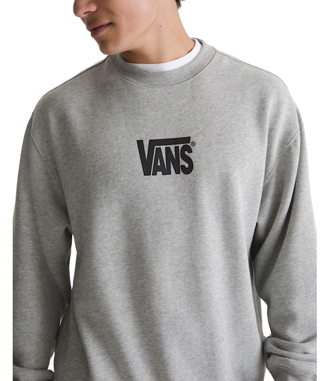 VANS MENS STRETCH LOGO CREW SHIRT CEMENT HEATHER