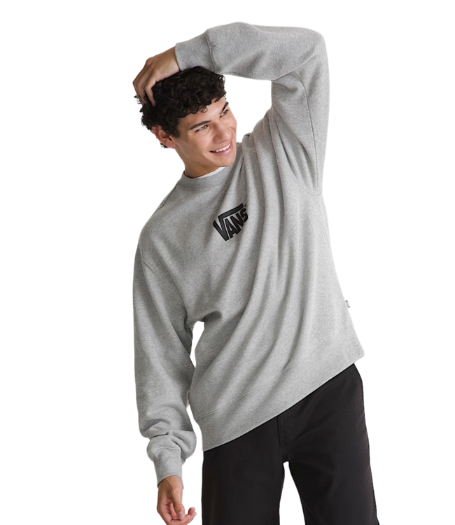VANS MENS STRETCH LOGO CREW SHIRT CEMENT HEATHER