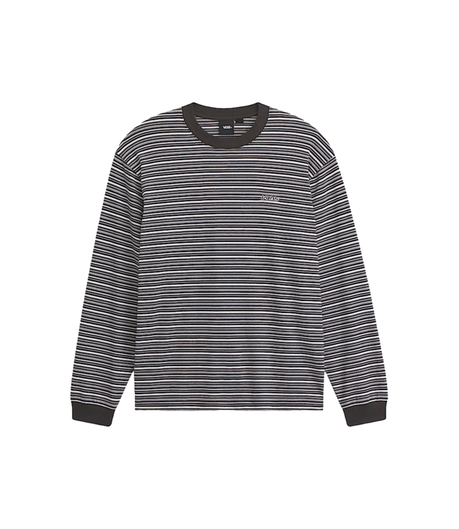 VANS MENS WESLEY STRIPE LONG SLEEVE KNIT SHIRT FADED BLACK