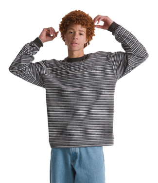 VANS VANS MENS WESLEY STRIPE LONG SLEEVE KNIT SHIRT FADED BLACK