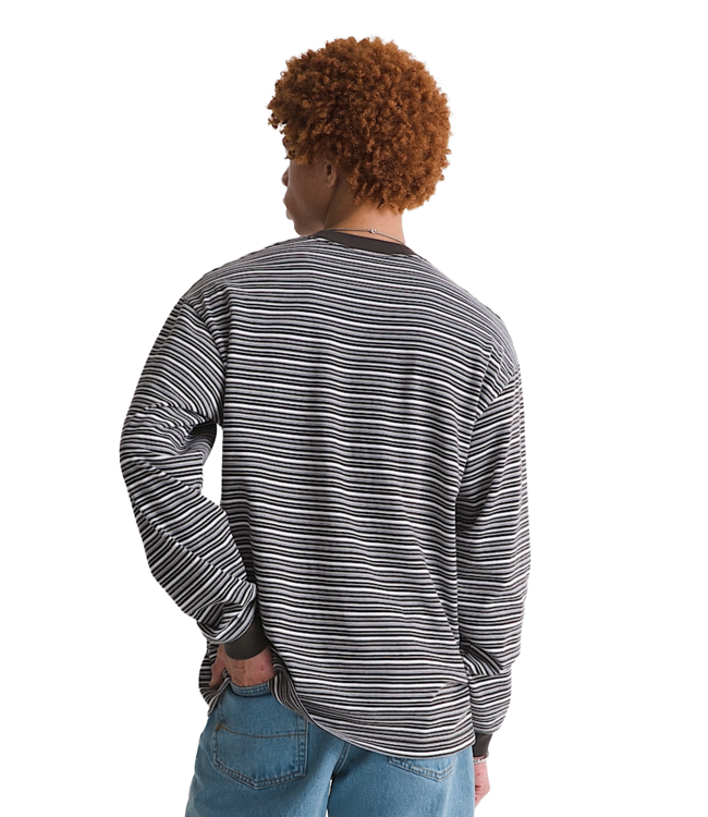 VANS MENS WESLEY STRIPE LONG SLEEVE KNIT SHIRT FADED BLACK