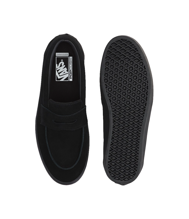 VANS MENS SKATE LOAFER SUEDE SHOE BLACK/BLACK