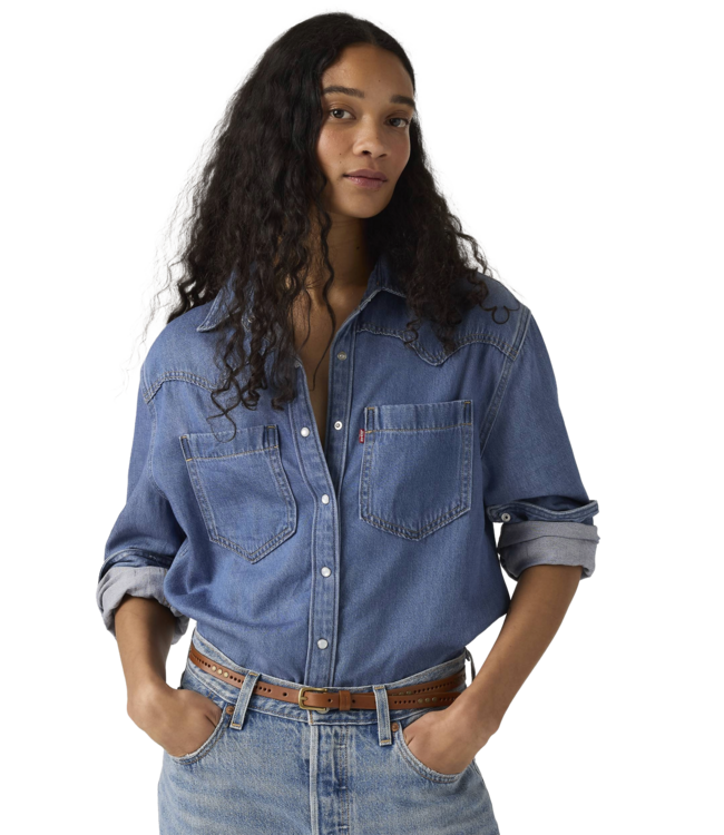 LEVIS WOMENS TEODORA WESTERN LONG SLEEVE SHIRT (006) GOING STEADY
