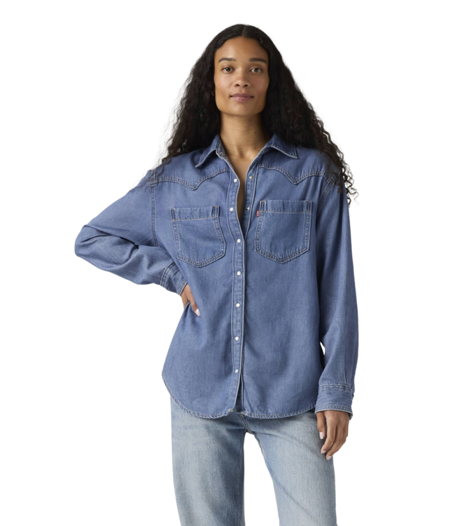 LEVIS WOMENS TEODORA WESTERN LONG SLEEVE SHIRT (006) GOING STEADY