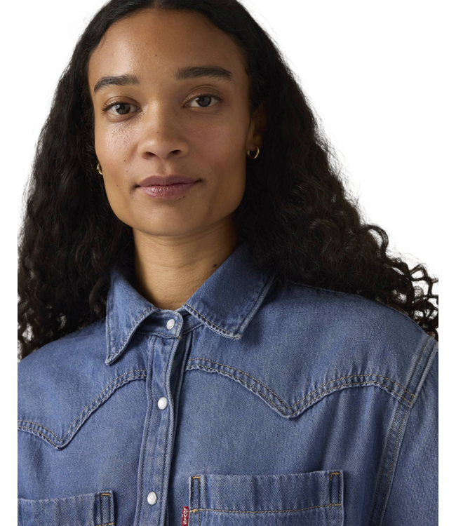 LEVIS WOMENS TEODORA WESTERN LONG SLEEVE SHIRT (006) GOING STEADY