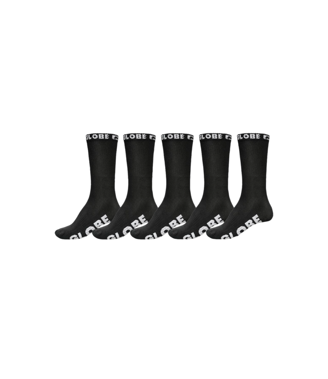 GLOBE MENS BLACKOUT CREW SOCKS 5 PACK BLACK