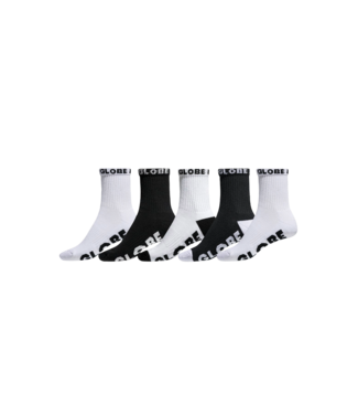 GLOBE GLOBE MENS QUARTER SOCKS 5 PACK BLACK/WHITE