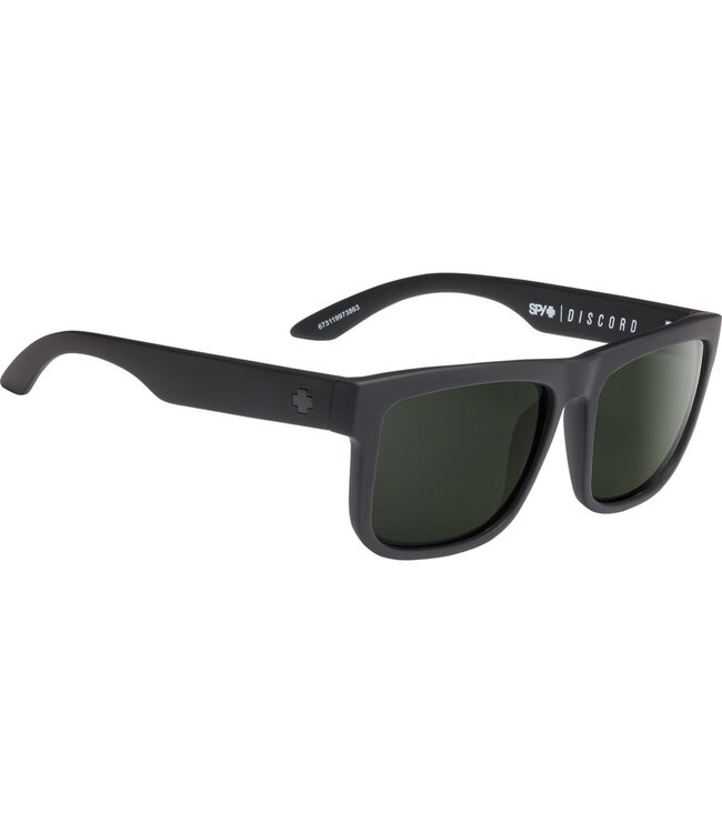 SPY DISCORD SOFT MATTE BLACK SUNGLASSES w/ HAPPY GREY GREEN