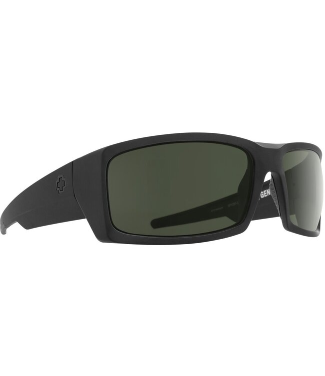 SPY GENERAL SOFT MATTE BLACK SUNGLASSES w/ HAPPY GREY GREEN POLAR