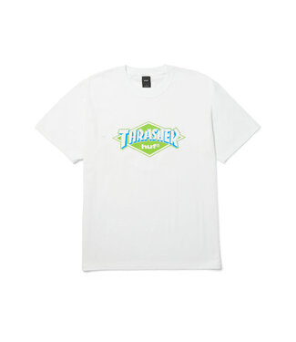 HUF X THRASHER MENS LOGO SHORT SLEEVE TEE WHITE