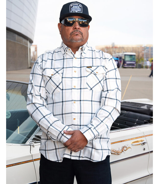 DIXXON MENS GUERA 2.0 LONG SLEEVE FLANNEL WHITE/BLACK