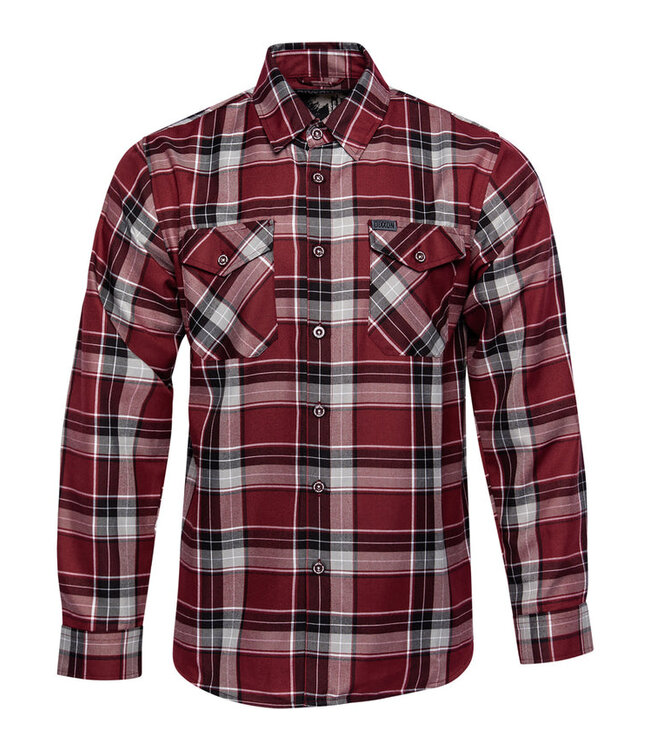 DIXXON MENS THE MEG LONG SLEEVE FLANNEL BURGUNDY/BLACK