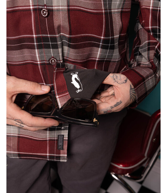 DIXXON MENS THE MEG LONG SLEEVE FLANNEL BURGUNDY/BLACK