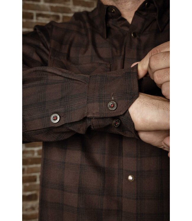 DIXXON MENS TOBACCO LONG SLEEVE FLANNEL BROWN