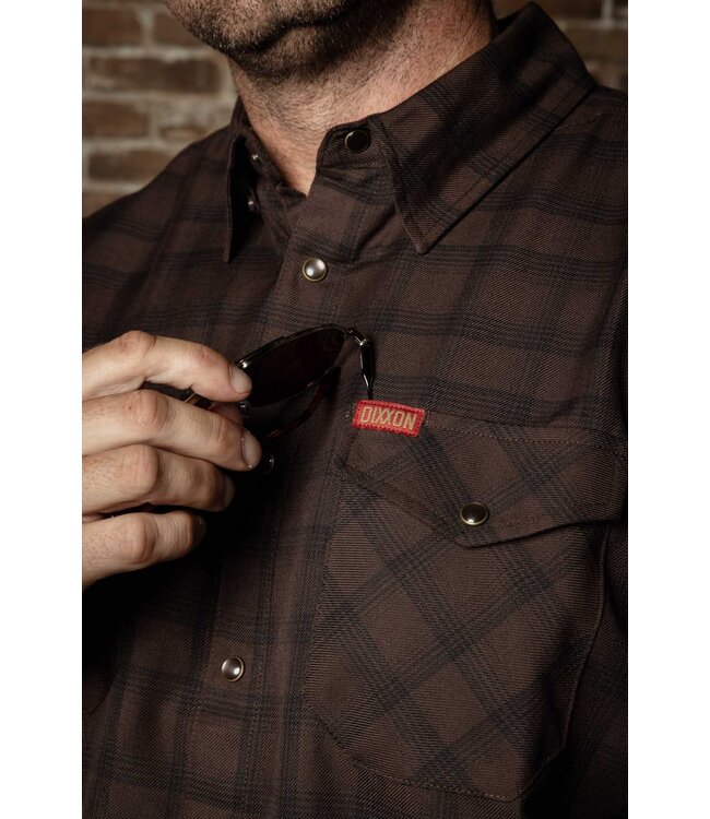DIXXON MENS TOBACCO LONG SLEEVE FLANNEL BROWN