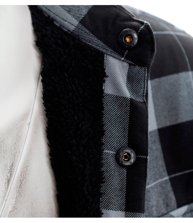 DIXXON MENS NIGHT SHIFT SHERPA FLANNEL JACKET HO25 GREY/BLACK