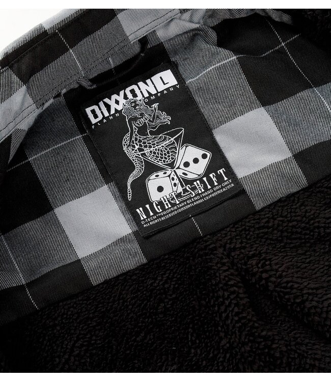 DIXXON MENS NIGHT SHIFT SHERPA FLANNEL JACKET HO25 GREY/BLACK