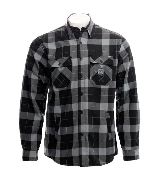 DIXXON MENS NIGHT SHIFT SHERPA FLANNEL JACKET HO25 GREY/BLACK