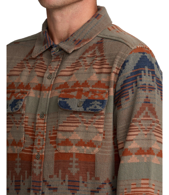 RVCA MENS DAYSHIFT BLANKET LONG SLEEVE FLANNEL MULTI
