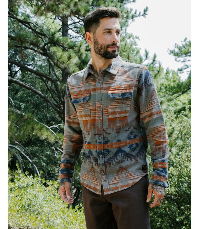 RVCA MENS DAYSHIFT BLANKET LONG SLEEVE FLANNEL MULTI