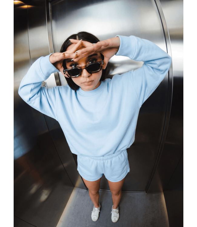 TEAMLTD WOMENS OVERSIZED CREW SWEATER ICE BLUE