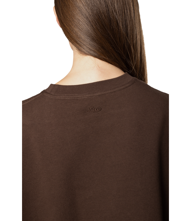 TEAMLTD WOMENS OVERSIZED CREW SWEATER DARK BROWN