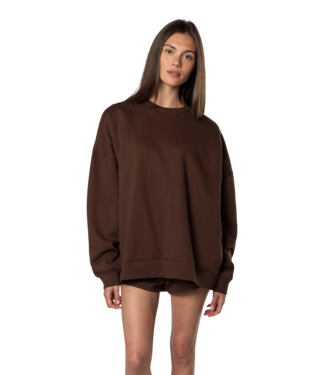 TEAMLTD TEAMLTD WOMENS OVERSIZED CREW SWEATER DARK BROWN