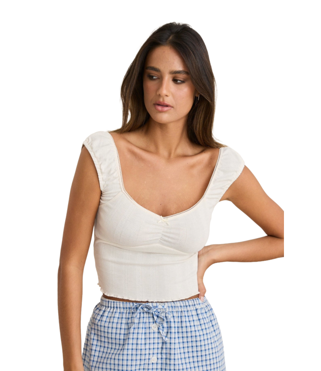 RHYTHM WOMENS GRACIE SWEETHEART TOP WHITE