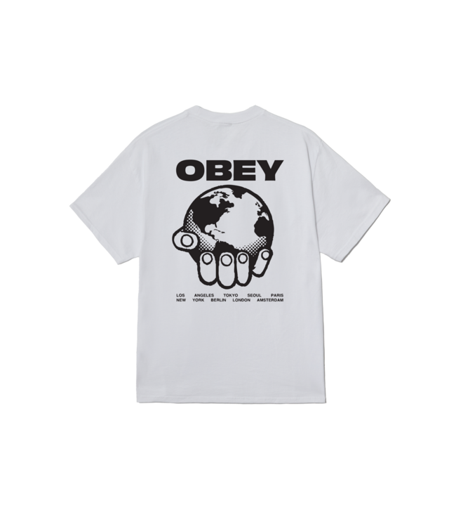 OBEY MENS HELPING HAND SHORT SLEEVE TEE WHITE