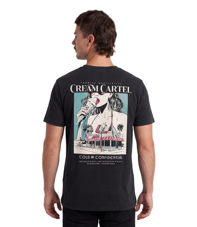 TEAMLTD MENS CREAM CARTEL SHORT SLEEVE TEE WASHED BLACK