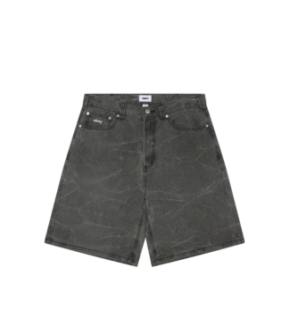 OBEY OBEY MENS BIGWIG BAGGY DENIM SHORTS BLACK WRINKLE WASH