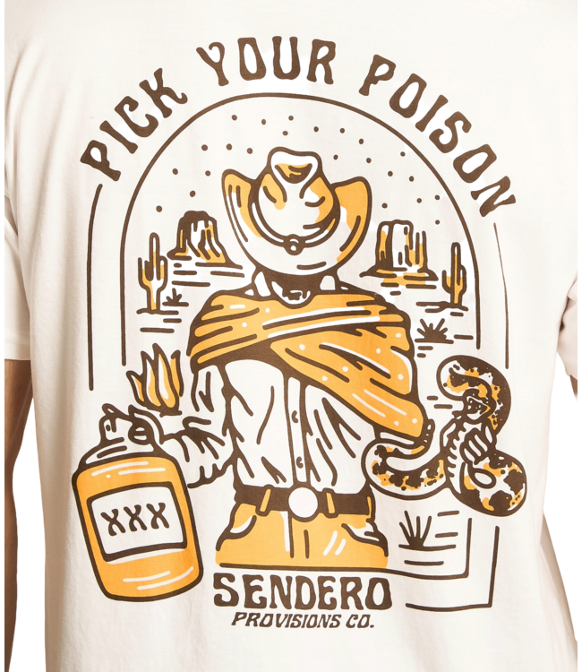 SENDERO MENS PICK YOUR POISON SHORT SLEEVE TEE VINTAGE WHITE