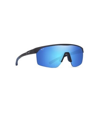 MAUI JIM PALULU SUNGLASSES MATTE BLACK w/ BLUE HAWAII POLAR
