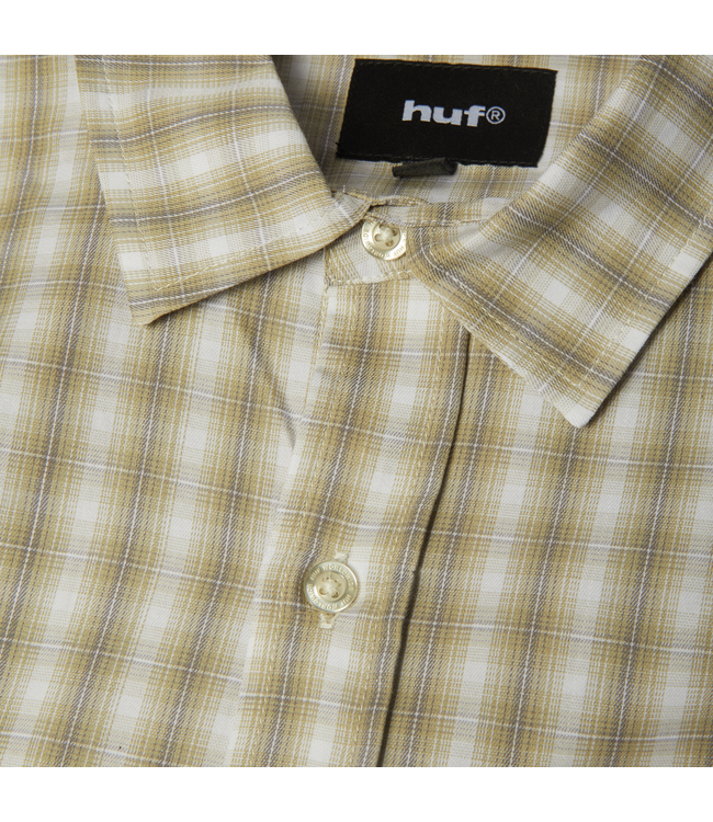 HUF MENS H STAR PLAID LONG SLEEVE SHIRT PUTTY