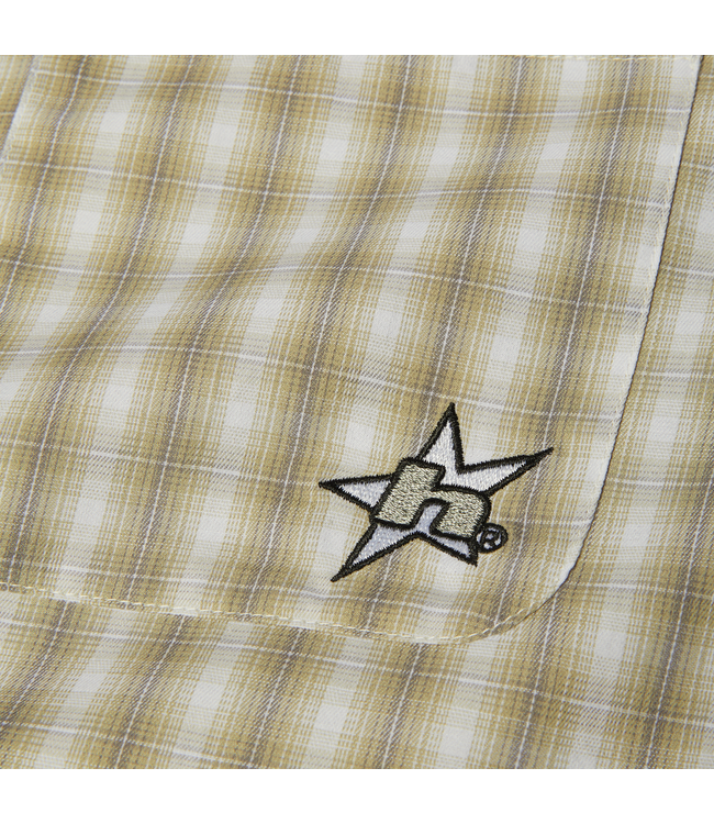 HUF MENS H STAR PLAID LONG SLEEVE SHIRT PUTTY