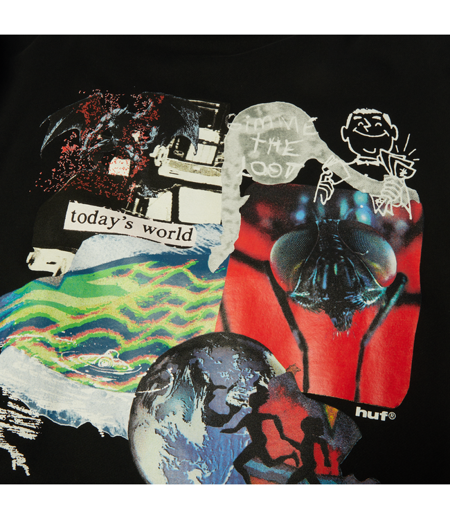 HUF MENS GIMME THE LOOT PULLOVER HOODIE BLACK