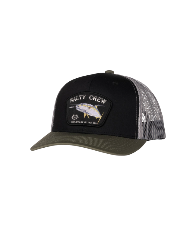 SALTY CREW MENS SURFACE RETRO TRUCKER BLACK/OLIVE